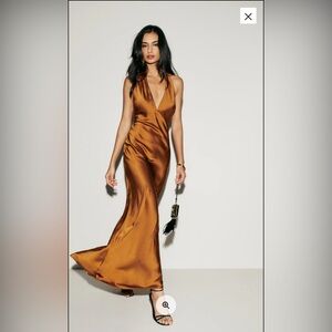 Reformation Daniela Silk Dress in Copper